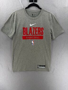 Nike Portland Trail Blazers Basketball Dri-Fit NBA Gray T-Shirt Mens Size Small